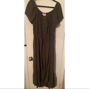 Boho Olive green maxi dress 2x